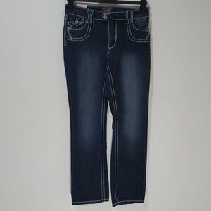 Angels dark wash short boot cut jeans